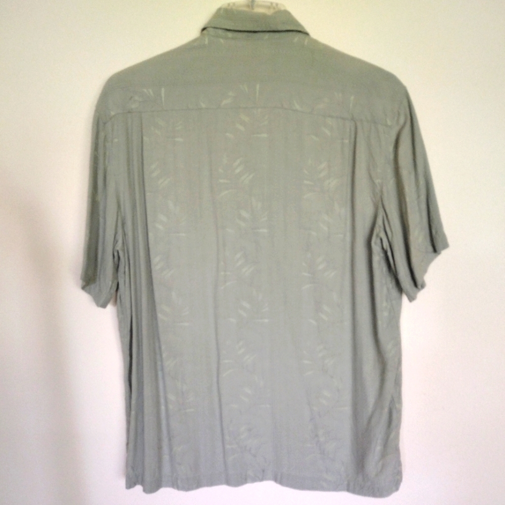 MEN'S Caribbean Silk Blend Palm Green Short Sleeve Button Down Shirt Lar… - Picture 5 of 9